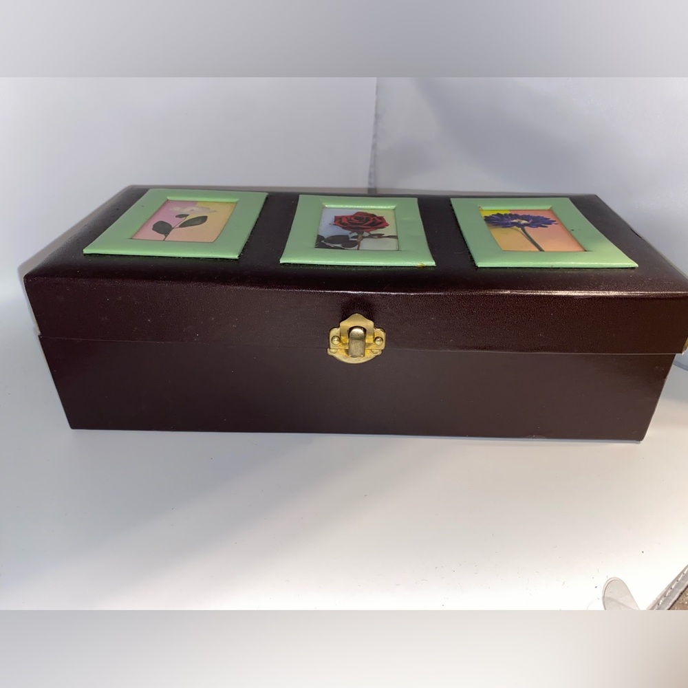 Hand Painted Vintage Jewelry Box: 12x5x4 - Picture 9 of 12